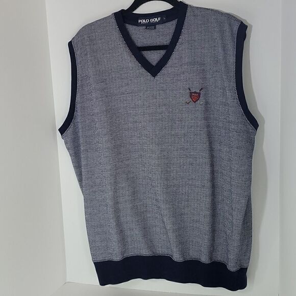 Polo Golf Ralph Lauren Men's Golf Sweater Vest Blue White Size L - Picture 1 of 7